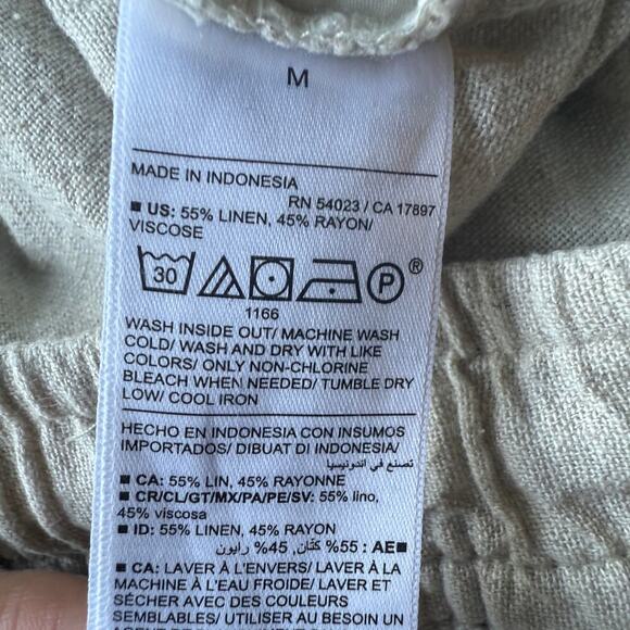 Old Navy Wide Leg Linen Blend Pants Beige Tan Women Size M Chic Casual Boho - Picture 5 of 7